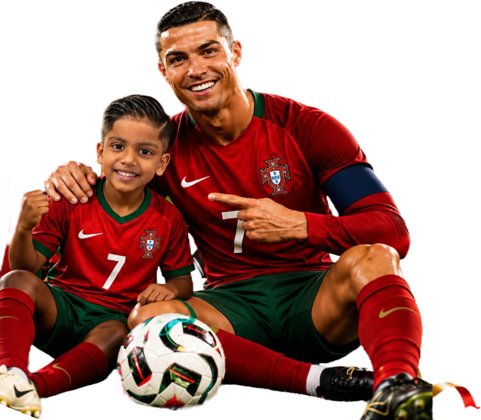 Evan with his football hero